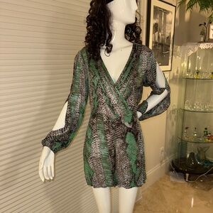 Chic Green and Gray Patterned Dress